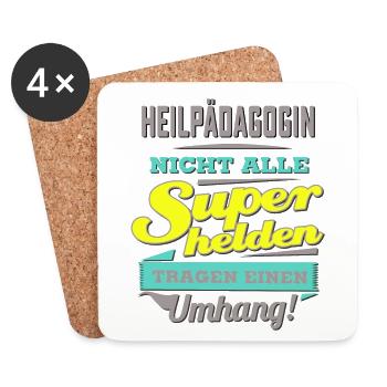 NEON Design für Superhelden - Heilpädagogin - G - Untersetzer (4er-Set) - Weiß - Vorne