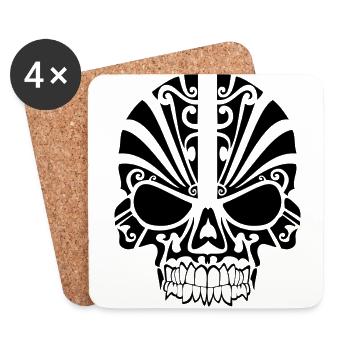 Tattoo skull head tribal - Coasters (set of 4) - white - Front