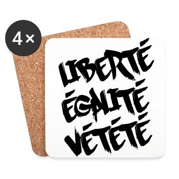 Liberté, égalité, vtt - Dessous de verre (lot de 4) - blanc - Devant