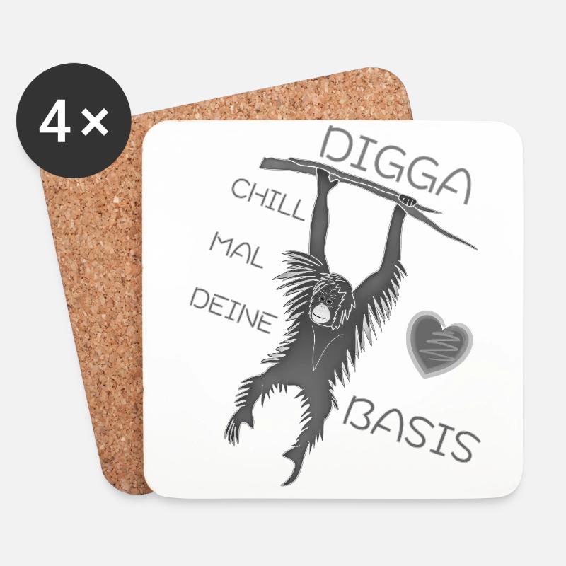 DIGGA CHILL MAL DEINE BASIS - Untersetzer (4er-Set) - Weiß