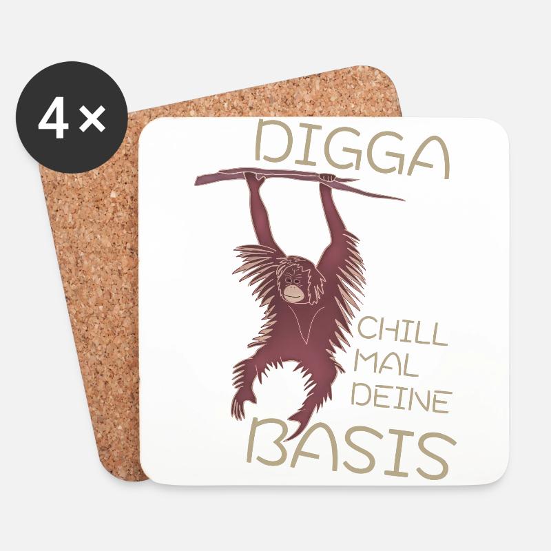 DIGGA CHILL MAL DEINE BASIS - Untersetzer (4er-Set) - Weiß