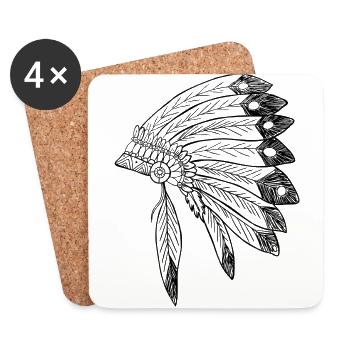 indian indianer american tent zelt teepee tomahawk - Untersetzer (4er-Set) - Weiß - Vorne