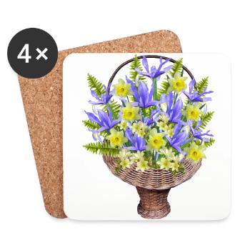 flowers lilies tulips orchids sunflower dahlia ger - Coasters (set of 4) - white - Front