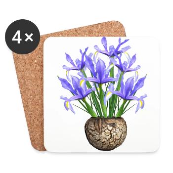 flowers lilies tulips orchids sunflower dahlia ger - Coasters (set of 4) - white - Front