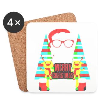 Ugly Merry Christmas Sweater Xmas Santa Geschenk - Untersetzer (4er-Set) - Weiß - Vorne