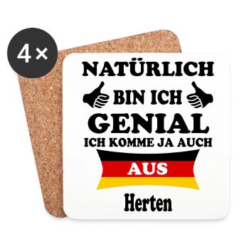 Geschenk Genial komme aus Herten - Untersetzer (4er-Set) - Weiß - Vorne