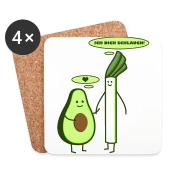 Lauch und Avocado - Untersetzer (4er-Set) - Weiß - Vorne