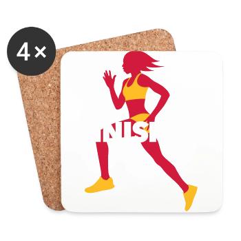 Running Finisher - Run - Fitness - Untersetzer (4er-Set) - Weiß - Vorne