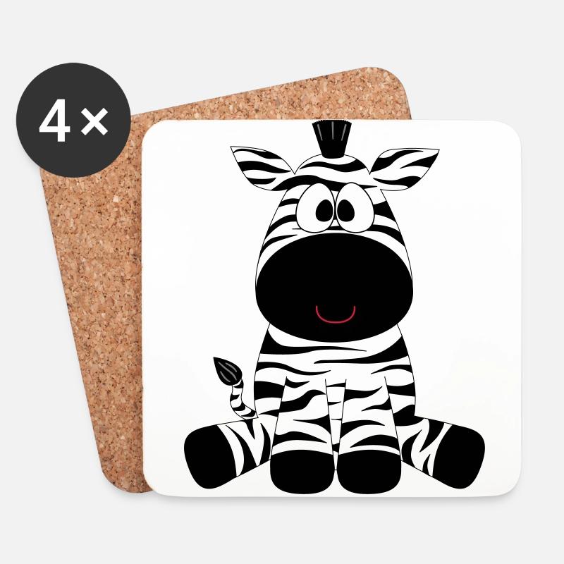 Zebra - Untersetzer (4er-Set) - Weiß