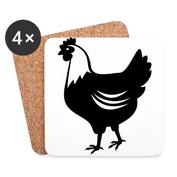 Huhn - Henne - Untersetzer (4er-Set) - Weiß - Vorne