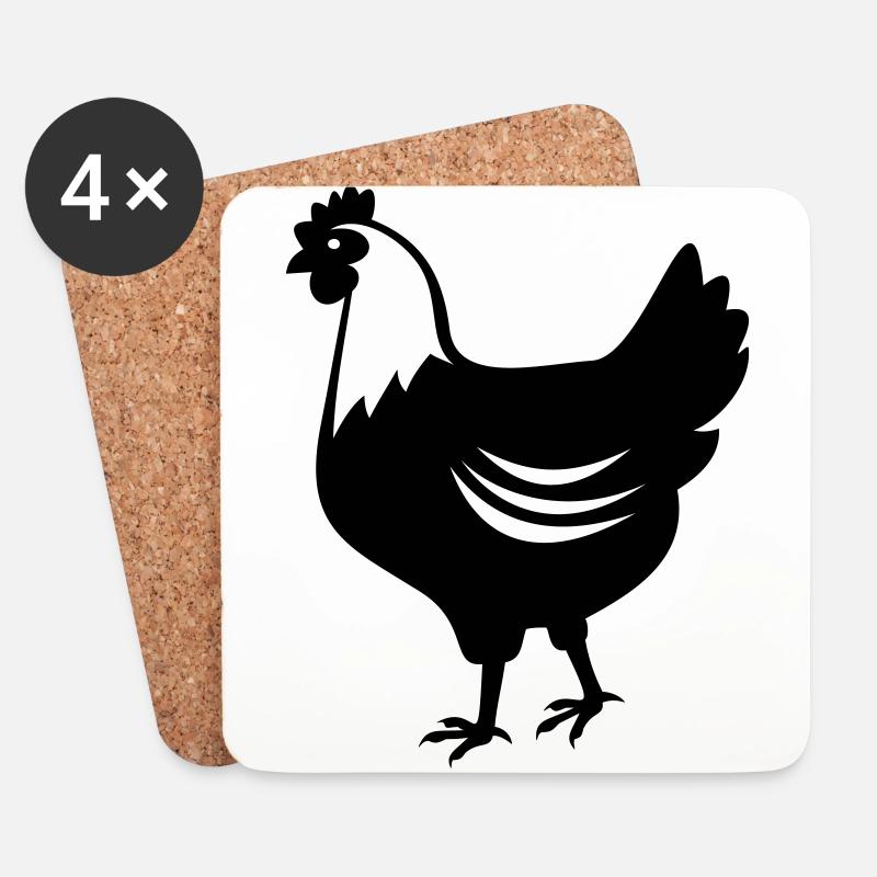 Huhn - Henne - Untersetzer (4er-Set) - Weiß