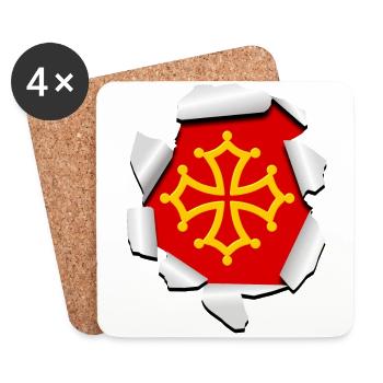 Croix Occitane - Dessous de verre (lot de 4) - blanc - Devant