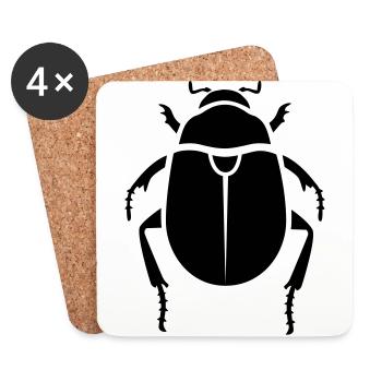Insectes - Scarabée - Dessous de verre (lot de 4) - blanc - Devant