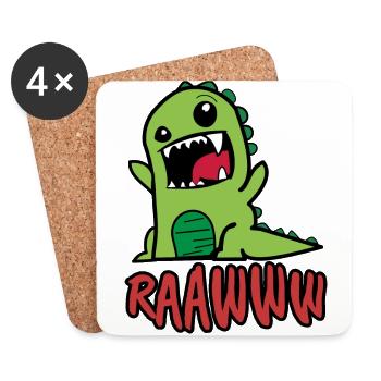 Baby T-Rex dinosaur - Coasters (set of 4) - white - Front