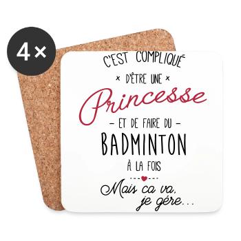 princesse et Badminton - Dessous de verre (lot de 4) - blanc - Devant