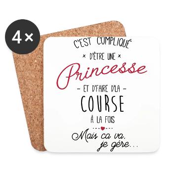 Princesse et Course - Dessous de verre (lot de 4) - blanc - Devant