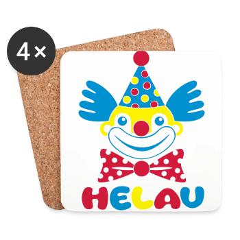 Carnival Carnival Clown HELAU 1, 2 or 3 colors - Coasters (set of 4) - white - Front