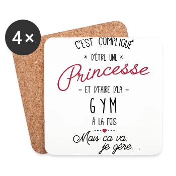 princesse et Gym - Dessous de verre (lot de 4) - blanc - Devant