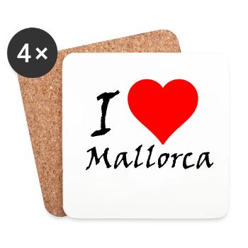 Ich Liebe Mallorca / I love / Souvenir / Malle - Untersetzer (4er-Set) - Weiß - Vorne