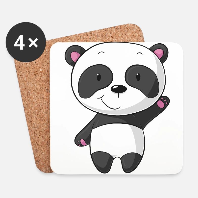 Winkender Comic Panda - Untersetzer (4er-Set) - Weiß