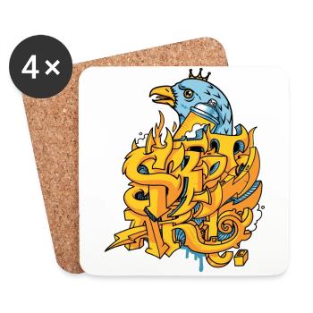 Graffiti street art with eagle and crown - Coasters (set of 4) - white - Front
