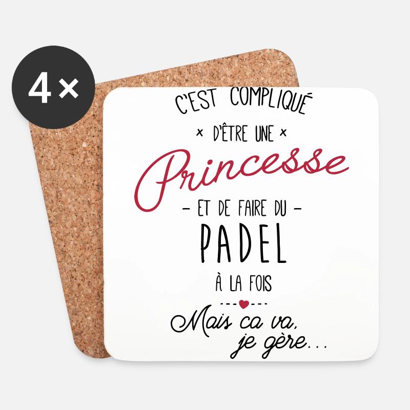 princesse et Padel - Dessous de verre (lot de 4) - blanc