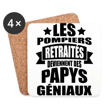 les pompiers retraités deviennent papys géniaux - Dessous de verre (lot de 4) - blanc - Devant