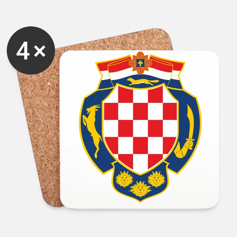 Stari Hrvatski Grb - Tomic Design - Untersetzer (4er-Set) - Weiß