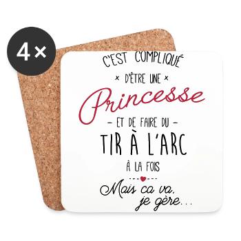 princesse et tir a l'arc - Dessous de verre (lot de 4) - blanc - Devant