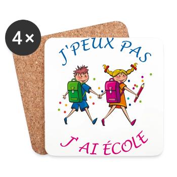 J'peux pas j'ai Ecole - Dessous de verre (lot de 4) - blanc - Devant