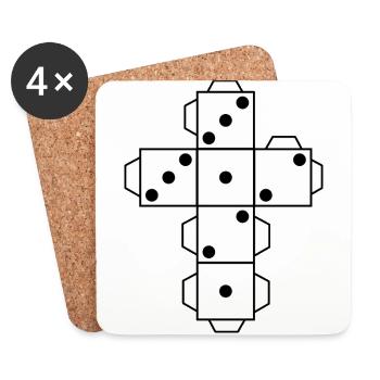 Dice Dice white dots eye fold folding cut - Coasters (set of 4) - white - Front