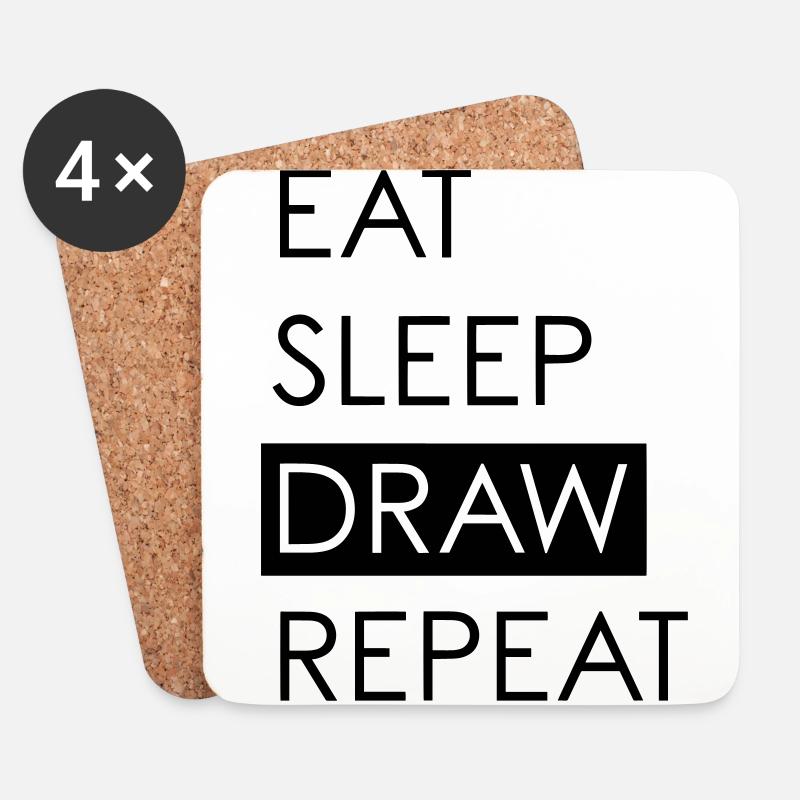 EAT SLEEP DRAW REPEAT - Das Leben der Kreativen - Untersetzer (4er-Set) - Weiß