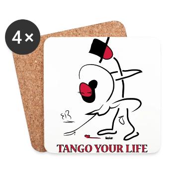 Strichmännchen - GogoLore tango your life - Untersetzer (4er-Set) - Weiß - Vorne