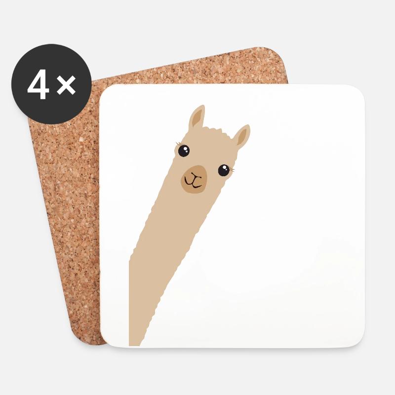 Alpaka Lama Geschenk Lächeln Hallo - Untersetzer (4er-Set) - Weiß