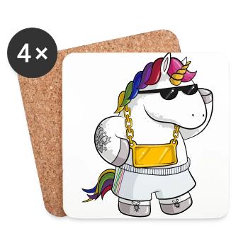 Unique cartoon unicorn - Coasters (set of 4) - white - Front