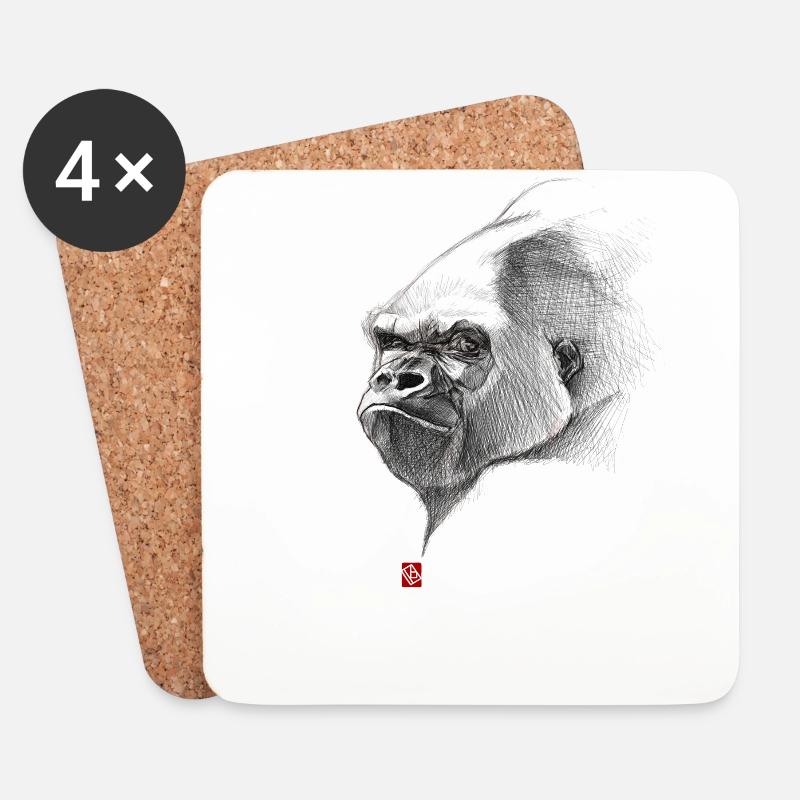Sketchy Gorilla - Coasters (set of 4) - white