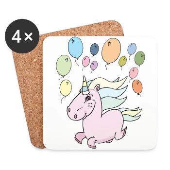 Ballons Licorne - Dessous de verre (lot de 4) - blanc - Devant