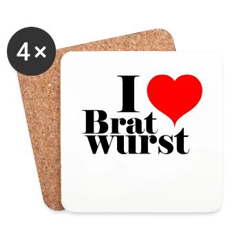 I love Bratwurst - Untersetzer (4er-Set) - Weiß - Vorne