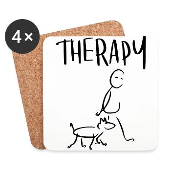 Gassi gehen Therapy - Untersetzer (4er-Set) - Weiß - Vorne