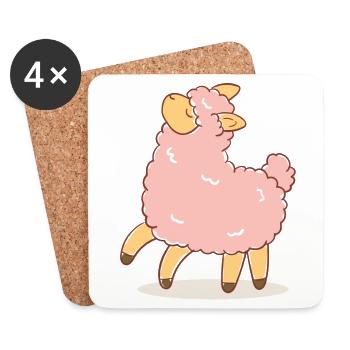 Pink sheep - Coasters (set of 4) - white - Front