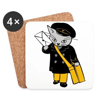 post cat dhl german post postmen cat letter - Coasters (set of 4) - white - Front