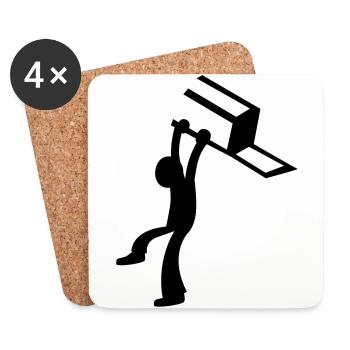 BAR homme de combat mâle jeter une chaise - Dessous de verre (lot de 4) - blanc - Devant