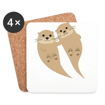 Love Otter couple gift idea Valentine's Day - Coasters (set of 4) - white - Front