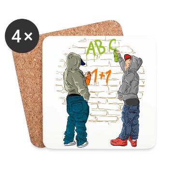 Graffiti school - Coasters (set of 4) - white - Front