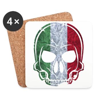 MMJ Italie Drapeau de crâne - Dessous de verre (lot de 4) - blanc - Devant
