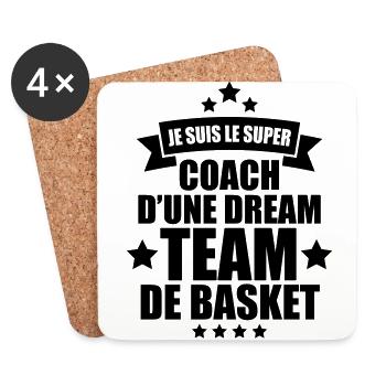 je suis le super coach d'une dream team de basket - Dessous de verre (lot de 4) - blanc - Devant