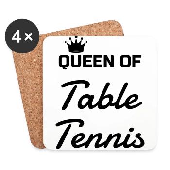 Table Tennis - Ping Pong - Sport - Racket - Ball - Dessous de verre (lot de 4) - blanc - Devant