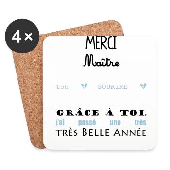 merci maitre ce1 école cadeau fin année - Dessous de verre (lot de 4) - blanc - Devant