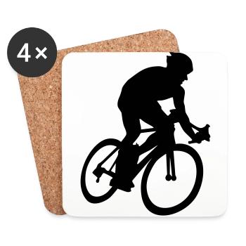 Cyclist, cycling (super cheap!) - Coasters (set of 4) - white - Front