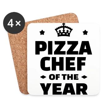 pizza / pizzaiolo / chef / italie / pizzaiola - Dessous de verre (lot de 4) - blanc - Devant